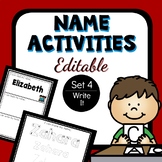 Editable Name Activities-Set 4 |Write It| Name Practice fo