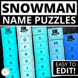 Winter Theme Editable Name Activity | Snowman Name Puzzle 