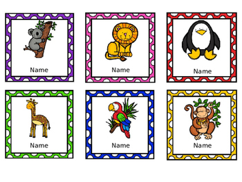 Preview of Editable Name Badges / Tags - Animals