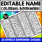 Editable Name Bookmarks to Color - Back to School Doodle C