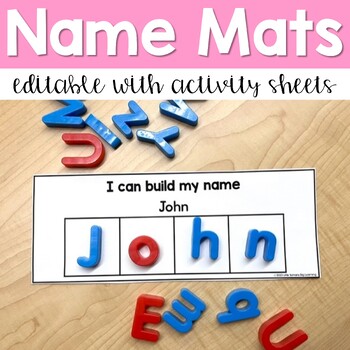 Preview of Editable Name Building Mats with Activity Sheets for Preschool and Pre-K