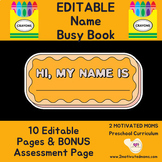 Editable Name Busy Book, Activities, Preschool, Kindergart