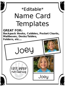 Preview of Editable Name Cards FREEBIE