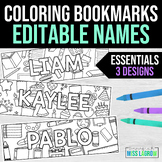 Editable Name Coloring Bookmarks - Essentials - Birthday & School
