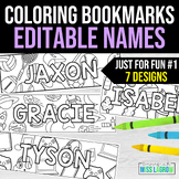 Editable Name Coloring Bookmarks - Just for Fun #1 (Intere