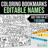 Editable Name Coloring Bookmarks - Just for Fun #2 (Intere