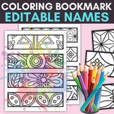 Editable Name Colouring Bookmark