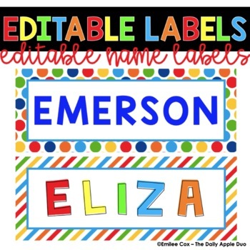 Editable Name Labels - Embedded Font Option Or Choose Your Own! 
