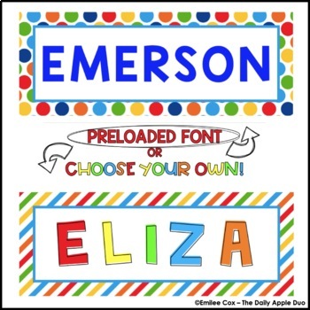 Editable Name Labels - EMBEDDED font option or choose your own! | TPT