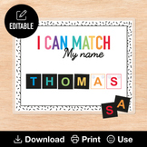 Editable Name Matching Activity (6 Letter Name), Preschool