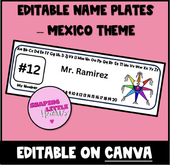 Preview of Editable Name Plates - Mexico Themed