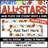 Editable Name Plates | Student Name Tags | All Stars Sports Theme