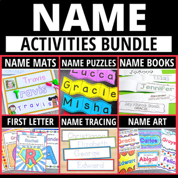 Preview of Editable Name Practice Activities Bundle Name Book + Name Recognition & Tracing