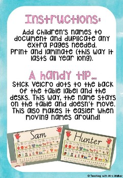 Editable Name Table Labels by Teaching with Mrs Walker | TpT