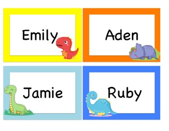 Preview of Editable Name Tags- Dinosaur