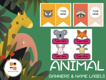 Preview of Editable Name Tags- Animals