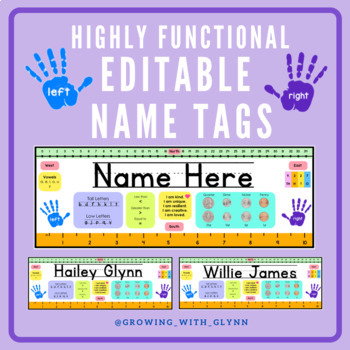 Preview of Editable Name Tags | Back to School | Number Line | Place Value | Vowels | SEL