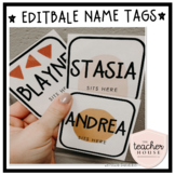 Editable Name Tags - Boho Modern Style