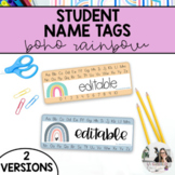 Editable Name Tags | Boho Rainbow Theme