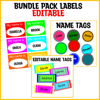 Editable Name Tags Bundle Pack, Students Desk Name Plates, Classroom Labels