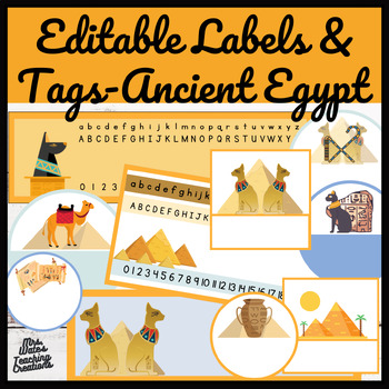 Preview of Editable Name Tags, Desk Labels & Numberlines: Ancient Egypt Classroom Decor