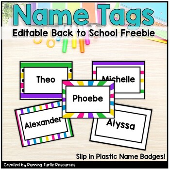 Editable Name Tags Freebie, Back to School Name Tags, Free Cubby Name Tags