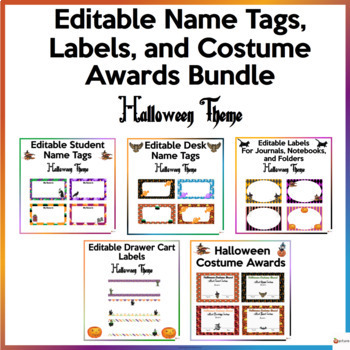 Preview of October Halloween Classroom Theme Decor Editable