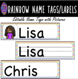 Editable Name Tags/Labels with Picture Spot (Rainbow Themed)