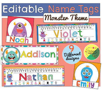 monster editable desk name tags by unstoppable learning tpt