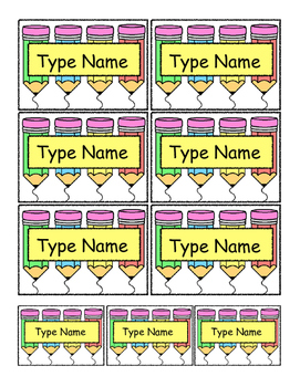 Preview of Editable Name Tags, "Pencils"