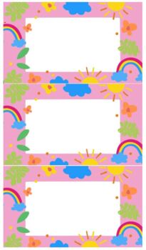 Preview of Editable Name Tags- Pink Rainbow Themed