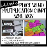 Editable Name Tags {Place Value & Multiplication}