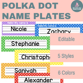 Editable Name Tags: Polka Dot Pattern | 4 sizes for Desk P