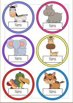 editable name tags safari theme display by catherine embury tpt