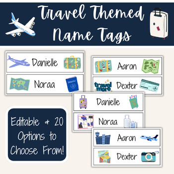 Preview of Editable Name Tags: Travel Theme | 20 Options to Choose From!