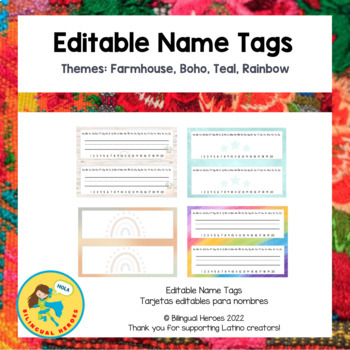 Preview of Editable Name Tags - Various Themes (With Ready to print Bonus!)