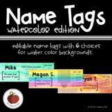 Name Tags: Watercolor Edition - Editable - Customize