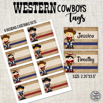 Preview of Editable Name Tags - Western Cowboy Theme