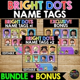 Editable Name Tags and Labels BUNDLE Bright Polka Dots Mel