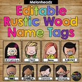 Editable Name Tags and Labels Melonheadz Rustic Wood Theme