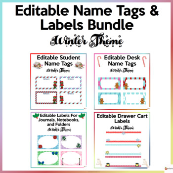 Preview of Winter Theme Decor Bundle Name Tags and Labels