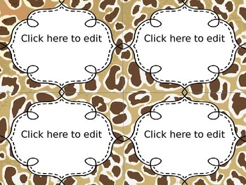 Editable Name Tags and Labels with Animal Print Themes by Mrs Neff