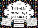 Editable Name Tags and Labels with Paw Print Backgrounds