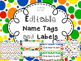 Editable Name Tags and Labels with Primary Color Patterns 