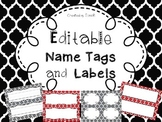 Editable Name Tags and Labels with Red, Black, and Gray Mo