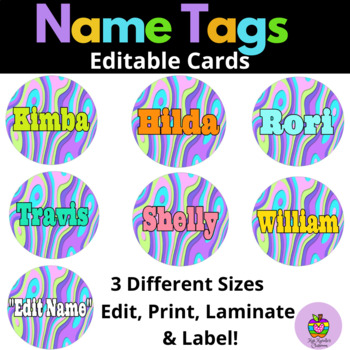 Editable Name Tags and Locker Plates- Abstract Patterned Classroom Labels