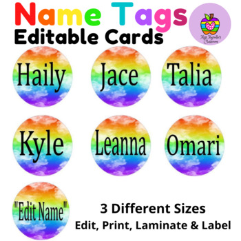 Editable Name Tags and Locker Plates- Colorful Tie-Dye Theme | TPT