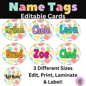 Editable Name Tags and Locker Plates-Tropical Fruit Themed Classroom Labels