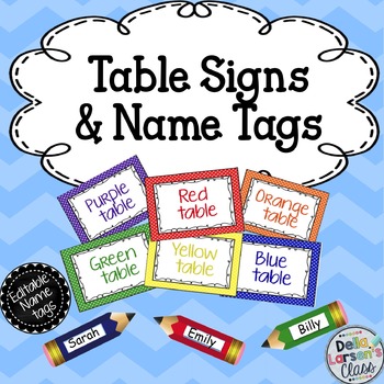 Preview of Editable Name Tags and Table Signs