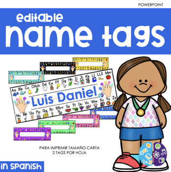 Preview of Editable Name Tags in Spanish - Tags Editables para el nombre en Español